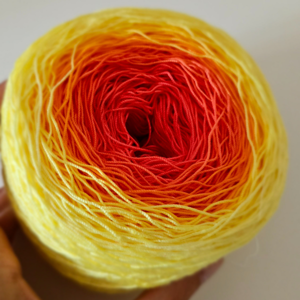 Custom made hand dyed yarn.