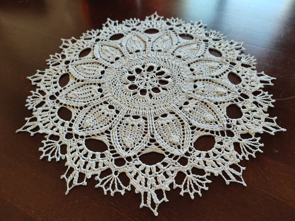 White classic doily crochet, handmade retro centrepiece, snow white hand knitted mandala
