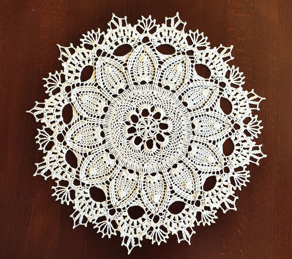 White classic doily crochet, handmade retro centrepiece, snow white hand knitted mandala