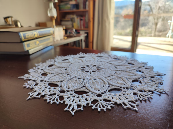 White classic doily crochet, handmade retro centrepiece, snow white hand knitted mandala