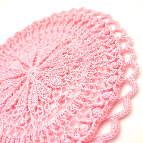 Crochet coaster with hearts pattern PDF, easy to follow crochet tutorial for making a small lace mandala with hearts.