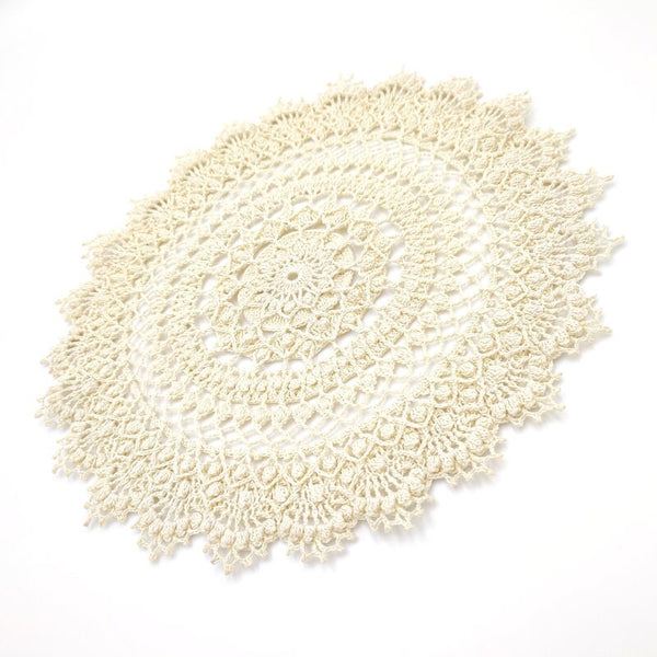 Gorgeous ivory doily with 3D elements, delicate handmade centrepiece, perfect gift from France