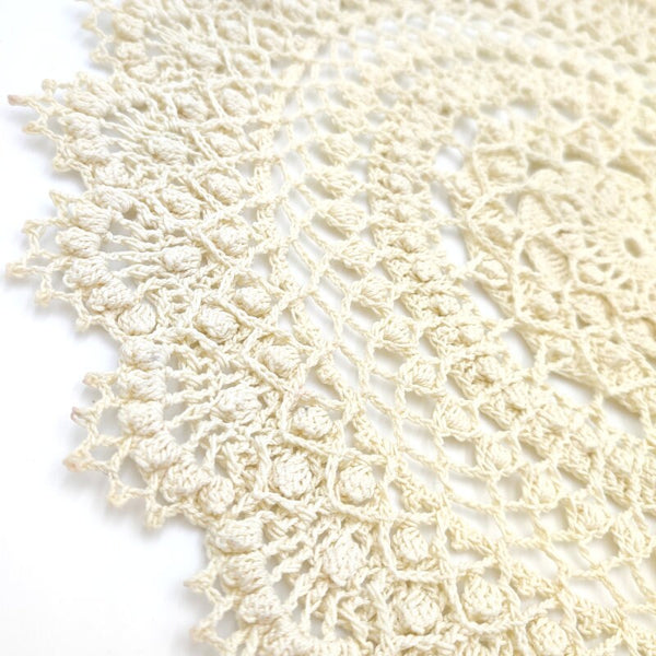 Gorgeous ivory doily with 3D elements, delicate handmade centrepiece, perfect gift from France
