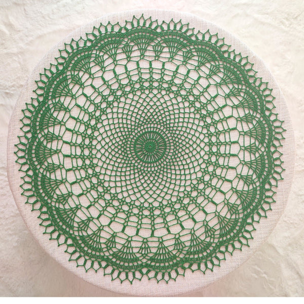 Dark green crochet doily 55cm
