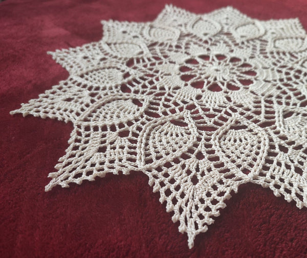 Ivory crochet doily for retro style table decor