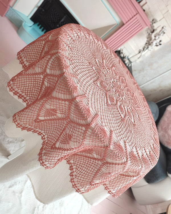 Beautiful lace crochet tablecloth perfect for shabby chic lovers