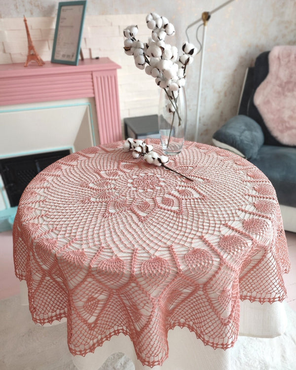 Beautiful lace crochet tablecloth perfect for shabby chic lovers