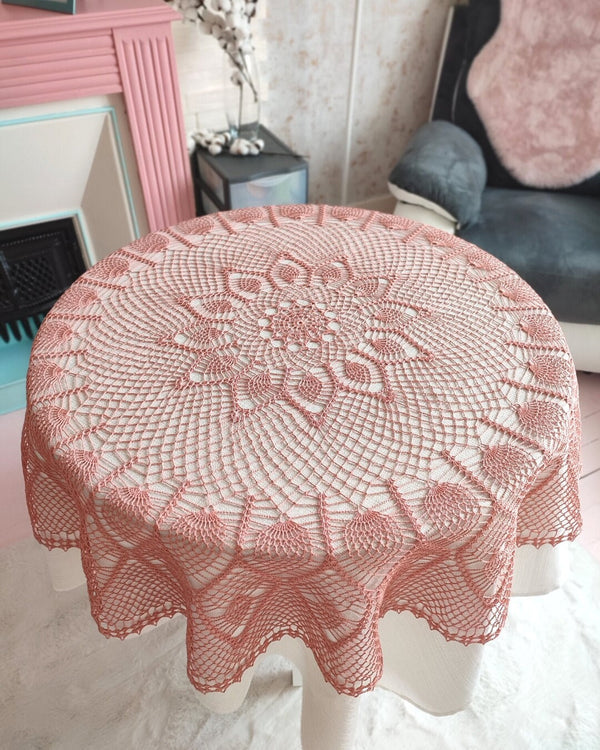 Beautiful lace crochet tablecloth perfect for shabby chic lovers