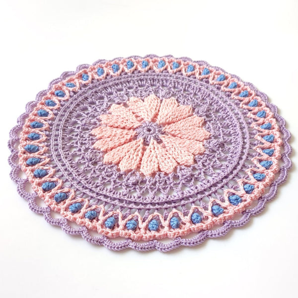 Purple and pink placemat with hearts for romantic dinner decoration