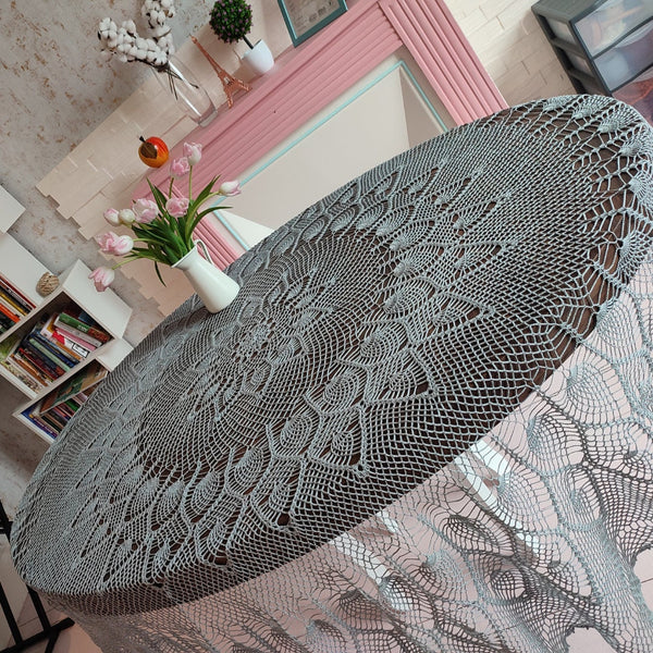 Custom large crochet tablecloth 90" (230cm)