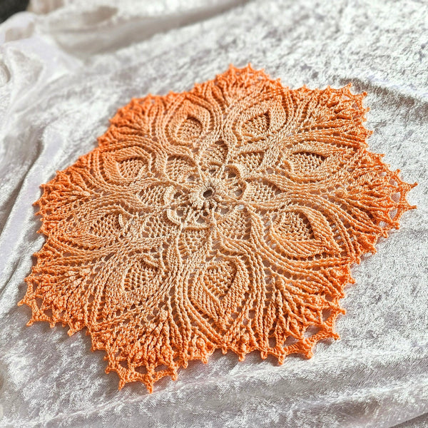 Textured crochet doily pattern "Hanna", a PDF crochet tutorial with text description and a chart for a round textured mandala.