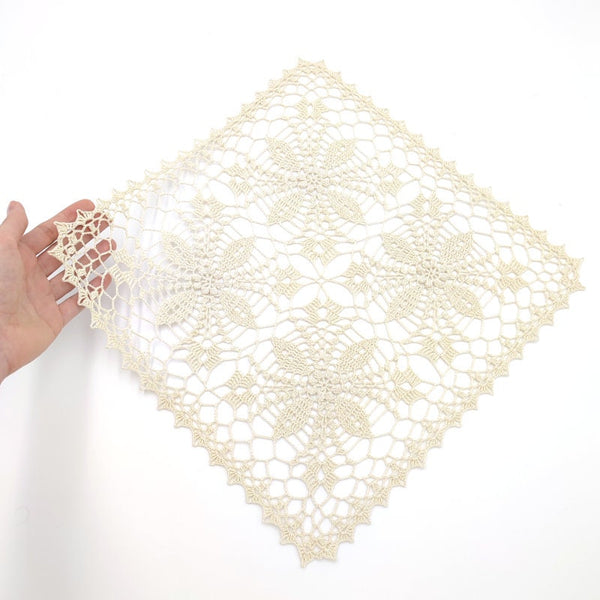 Custom table runner crochet, square doily handmade, rectangular tablecloth of any size