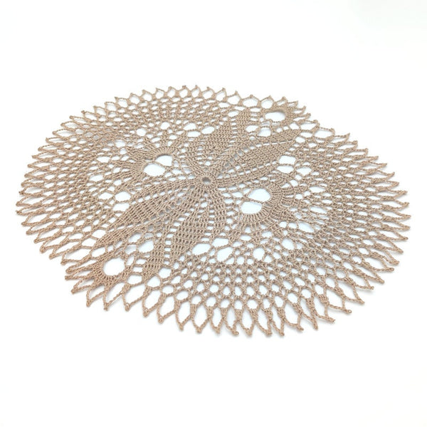 Oval crochet doily to order, delicate handmade vintage oval table runner, light brown airy cotton centrepiece