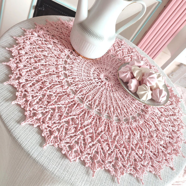 Textured crochet doily pattern, Sparkling Dreams 3D mandala crochet tutorial, chart and description for a round textured centrepiece