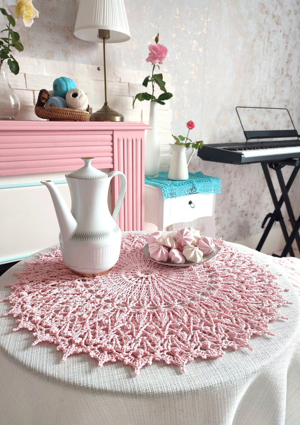 Textured crochet doily pattern, Sparkling Dreams 3D mandala crochet tutorial, chart and description for a round textured centrepiece