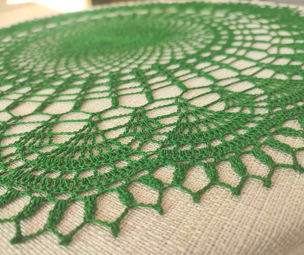 Dark green crochet doily 55cm