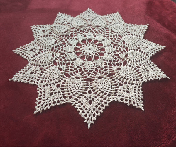 Ivory crochet doily for retro style table decor