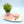 Valentine's day table decor set of a pink crochet placemat and a coaster with hearts