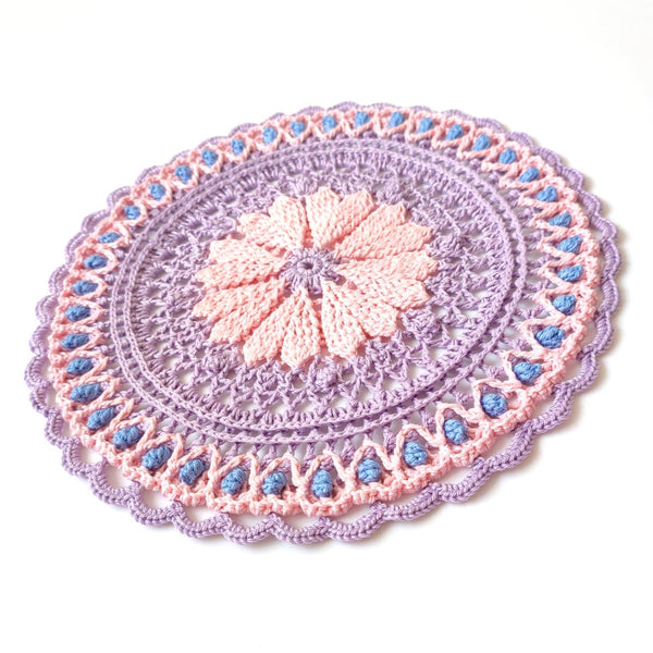 Purple and pink placemat with hearts for romantic dinner decoration