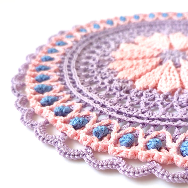 Purple and pink placemat with hearts for romantic dinner decoration