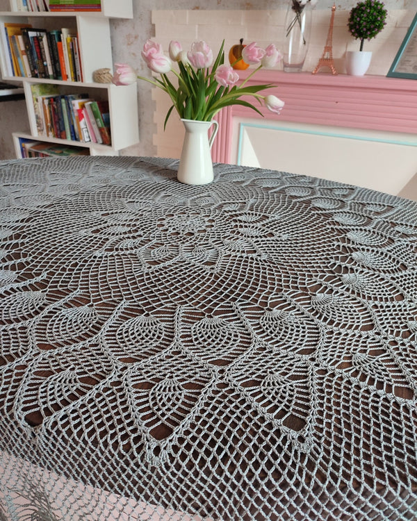 Custom large crochet tablecloth 90" (230cm)