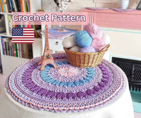 Crochet coffee table tablecloth PDF pattern