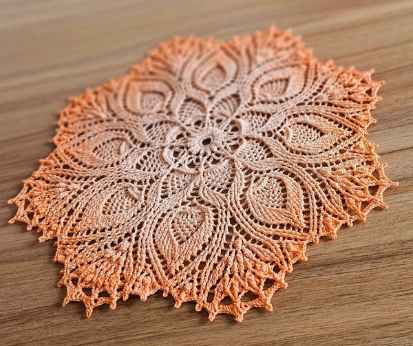 Textured crochet doily pattern "Hanna", a PDF crochet tutorial with text description and a chart for a round textured mandala.