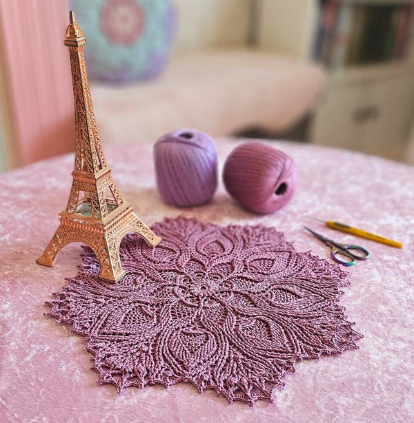 Textured crochet doily pattern "Hanna", a PDF crochet tutorial with text description and a chart for a round textured mandala.